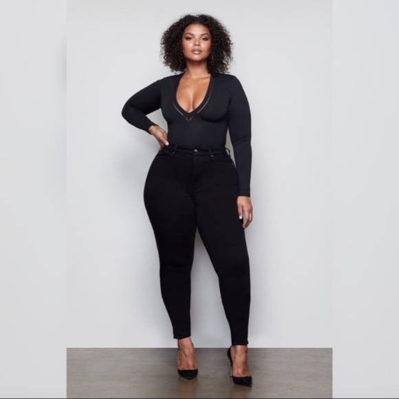 New! Good American Good Waist Moto jeans high waisted black. - Picture 2 of 16